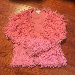 Pink Shaggy Open Cardigan